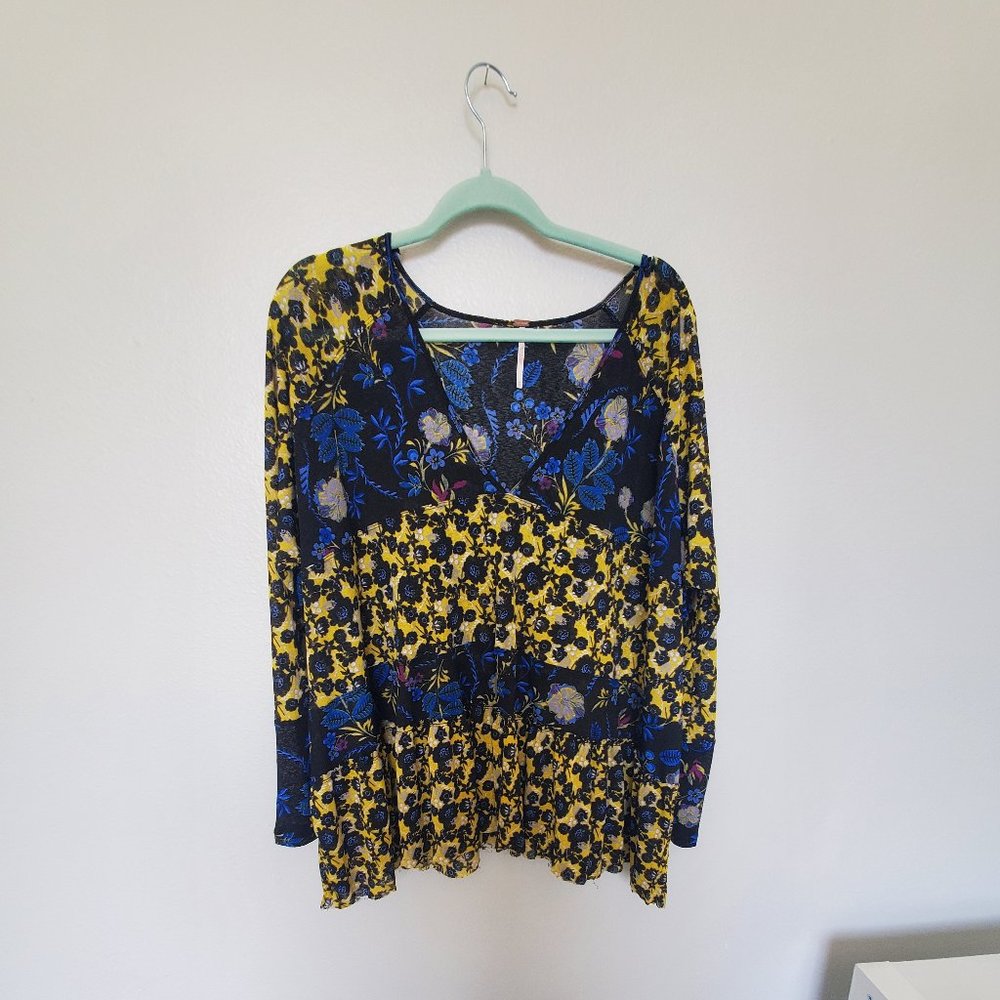 Free People multi print floral top